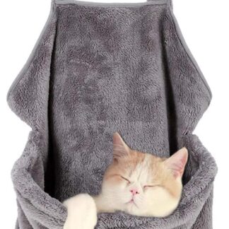 MuYaoPet  ペット猫寝袋 抱っこ用エプロン ポケット 猫 ニャンコ 小型犬 キャリア 抱っこ紐 カンガルーポケット ペットスリング 毛粘着防止 暖かい ブランケット 防寒対策 (S, 灰)