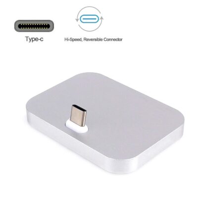 Yeebline Type C チャージャードック [アルミ合金] USB Type-C充電器スタンド クレードル充電ステーション iPhone 15シリーズ、Nexus 6P/5X、OnePlus 3T/3/2、その他のUSB-Cデバイスに対応 (シルバーアルミニウム) - 画像 (2)