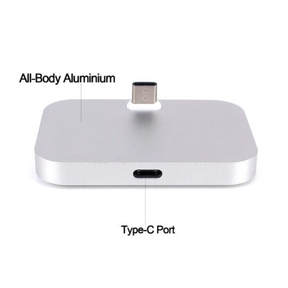 Yeebline Type C チャージャードック [アルミ合金] USB Type-C充電器スタンド クレードル充電ステーション iPhone 15シリーズ、Nexus 6P/5X、OnePlus 3T/3/2、その他のUSB-Cデバイスに対応 (シルバーアルミニウム) - 画像 (3)