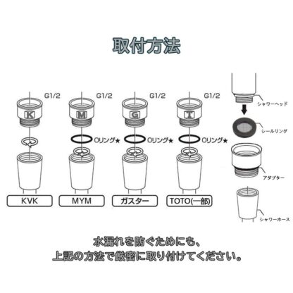 COZY CITY シャワーヘッド・シャワーホース用アダプターセット 4個セット 各社ホース用アダプター 取付簡単 シルバー - 画像 (5)
